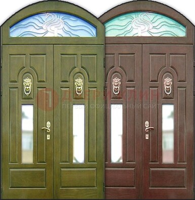 Стальная арочная дверь со стеклом ДА-17 для монолитного дома в Архангельске