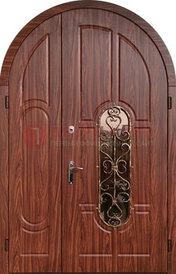 Арочная двухстворчатая стальная дверь Винорит ДА-54 в Можайске