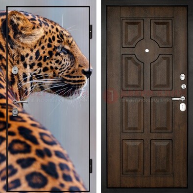 Металлическая дверь с фотопечатью леопарда ДФ-26 в Архангельске