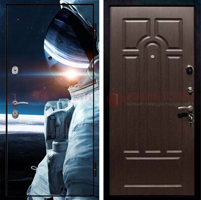 Стальная дверь с фотопечатью космонавта ДФ-4 в Архангельске