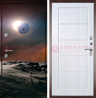 Стальная дверь с фотопечатью планет ДФ-8 в Архангельске