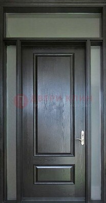 Черная металлическая дверь с фрамугами и стеклом ДФГ-24 в Архангельске