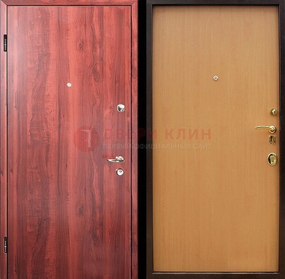 Красная железная дверь с ламинатом ДЛ-3 в Архангельске