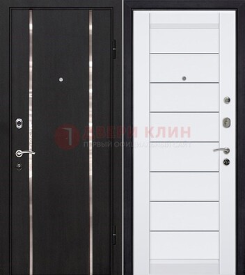 Черная входная дверь с МДФ и декоративными вставками ДМ-143 в Архангельске