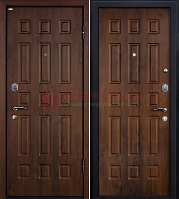 Коричневая металлическая дверь с МДФ ДМ-156 для квартиры в Балашихе