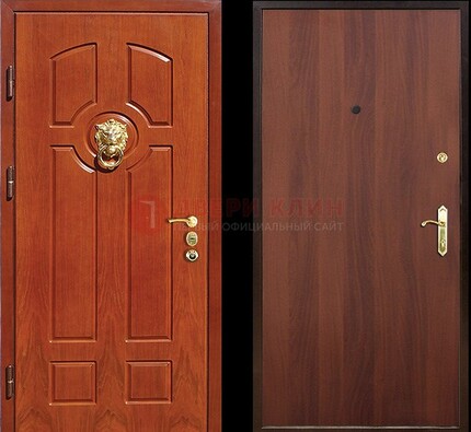 Оранжевая стальная дверь с МДФ ламинат внутри ДМ-18 в квартиру в Архангельске