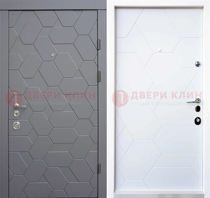 Серая стальная дверь с белой МДФ внутри ДМ-204 в Мурманске