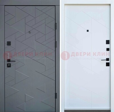 Серая металлическая дверь МДФ с узором  ДМ-224 в Архангельске
