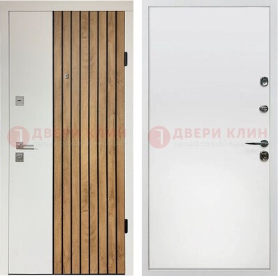Белая с коричневой вставкой филенчатая дверь МДФ ДМ-278 в Архангельске