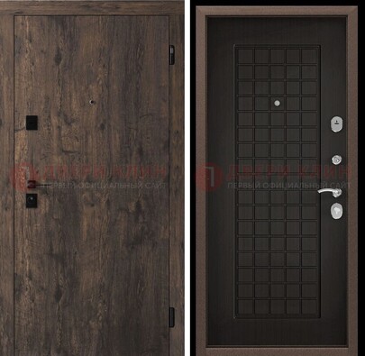 Металлическая коричневая дверь с МДФ темным внутри ДМ-286 в Архангельске
