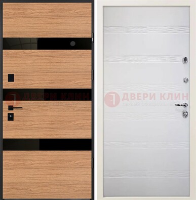 Металлическая темная дверь с МДФ в цвете Итальянский орех ДМ-312 в Архангельске