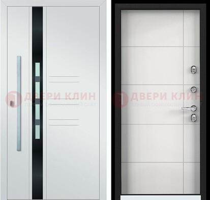 Металлическая дверь в белом цвете с МДФ ДМ-323 в Архангельске