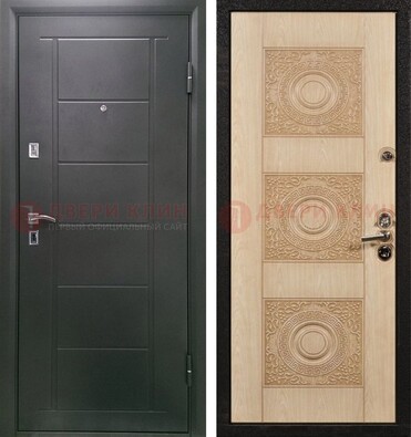 Темная железная дверь с МДФ в квартиру ДМ-344 