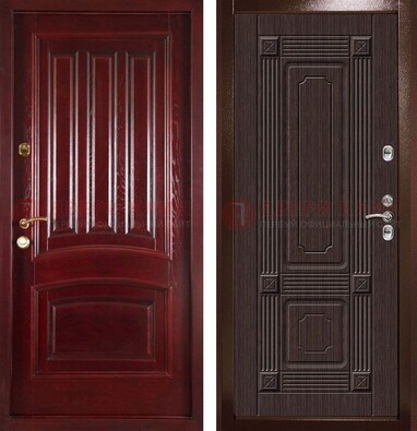 Красная стальная дверь с филенчатой МДФ ДМ-398 в Архангельске