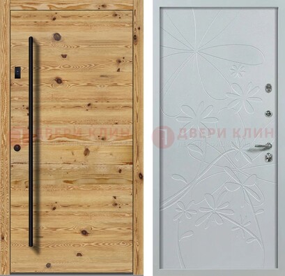 Металлическая дверь с МДФ в светлом цвете ДМ-412 в Краснодаре