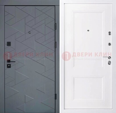 Серая железная дверь с белой МДФ внутри ДМ-445 в Архангельске