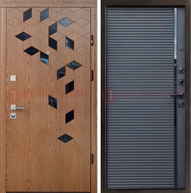 Квартирная стальная дверь МДФ хайтек с узором ДМ-468 в Раменском