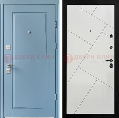 Синяя железная дверь с МДФ панелями ДМ-491 в Архангельске