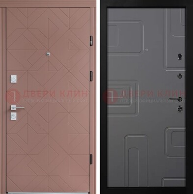 Красная стальная дверь в квартиру с МДФ хайтек ДМ-493 в Твери