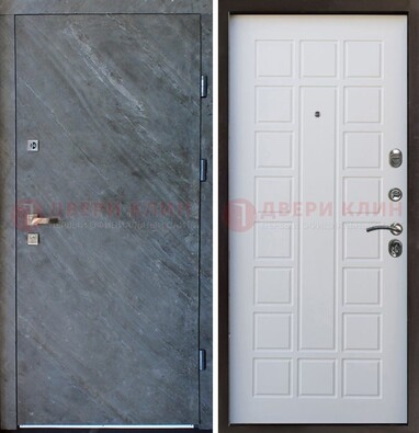 Железная дверь с МДФ серая и белая ДМ-505 в Куровском