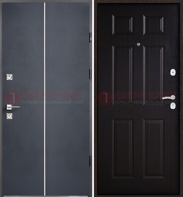 Железная дверь с порошковым покрытием и отделкой Темный орех внутри ДП-211 в Архангельске