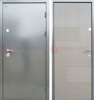 Металлическая серая дверь с порошковым покрытием и серым МДФ внутри ДП-250 в Архангельске