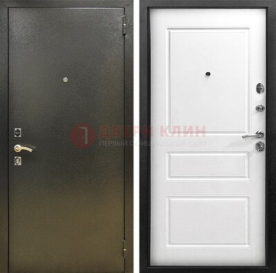 Входная дверь Темное серебро с порошковым напылением и белой МДФ ДП-272 в Архангельске