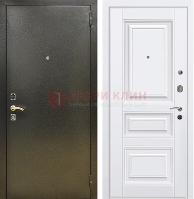 Железная темно-серая дверь с порошковым напылением и белой МДФ ДП-274 в Архангельске