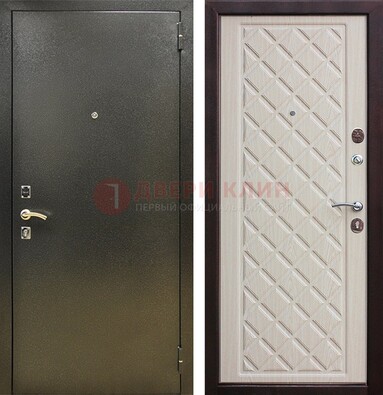Темно-серая железная дверь с порошковым покрытием и филенчатой МДФ ДП-289 в Архангельске