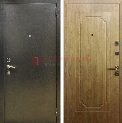 Темно-серая входная дверь с порошковым покрытием и МДФ Золотой дуб ДП-291 в Архангельске