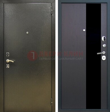 Входная темная дверь с порошковым покрытием и МДФ со стеклом ДП-294 в Архангельске