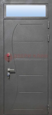 Чёрная входная дверь с порошковым окрасом и стеклом ДП-313 в Архангельске