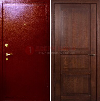 Красная железная дверь с порошковым окрасом ДП-58 в Архангельске