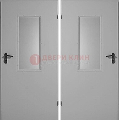 Белая металлическая противопожарная дверь с декоративной вставкой ДПП-7 в Архангельске