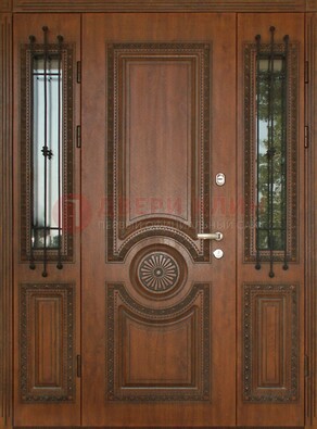 Парадная распашная стальная дверь Винорит со стеклом ДПР-106 в Архангельске
