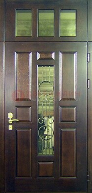 Парадная дверь со стеклянными вставками и ковкой ДПР-1 в офисное здание в Архангельске