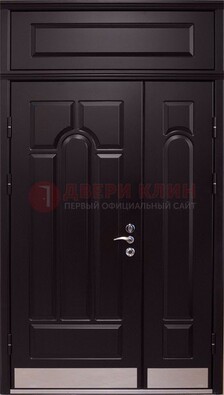 Парадная дверь с металлическими вставками ДПР-47 и фрамугой в Архангельске