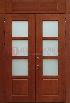 Металлическая парадная дверь со стеклом ДПР-69 для загородного дома 