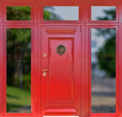 Красная парадная дверь для частного дома ДПР-88 в Архангельске