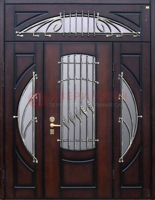 Парадная дверь со стеклянными вставками и ковкой ДПР-9 для улицы в Архангельске