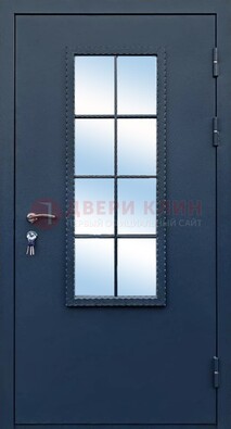 Темная металлическая дверь порошок со стеклом ДС-34 в Архангельске