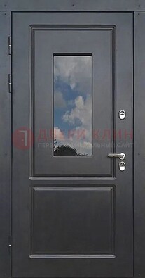 Чёрная металлическая дверь со стеклом ДС-77 в Архангельске