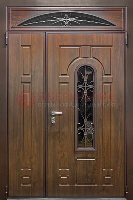 Большая металлическая дверь со стеклом и ковкой ДСК-145 в Архангельске