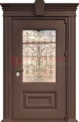 Металлическая дверь со стеклом и ковкой в классическом стиле ДСК-185 в Йошкар-Оле
