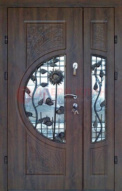 Входная дверь стекло с ковкой и резьбой ДСК-202 в Архангельске