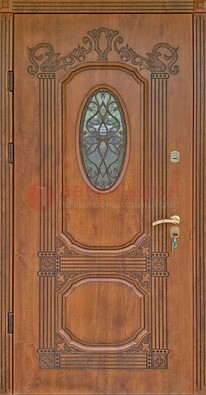 Резная металлическая дверь Винорит со стеклом и ковкой ДСК-215 в Архангельске