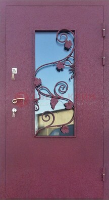 Железная дверь Порошок со стеклом и ковкой лозы ДСК-220 в Архангельске