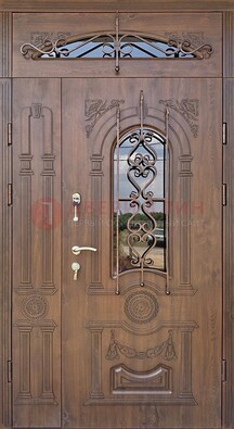 Распашная стальная дверь Винорит со стеклом и ковкой ДСК-232 в Сочи