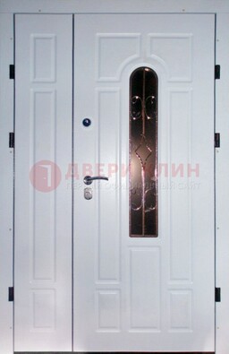 Входная дверь Винорит со стеклом в белом цвете ДСК-277 в Архангельске