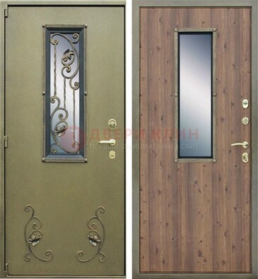 Офисная железная дверь со стеклом и ковкой ДСК-44 в Архангельске